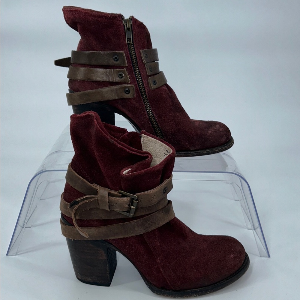 Freebird by Steven Womens Boots Size 8 Blaze Leather Red Wine Distressed Rare - Picture 7 of 11